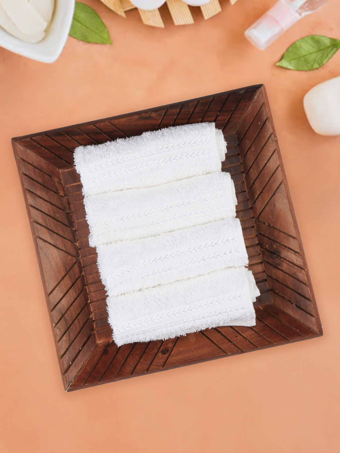 Premium Soft & Absorbent Face Cotton Bamboo Towel White (Pack of 4)