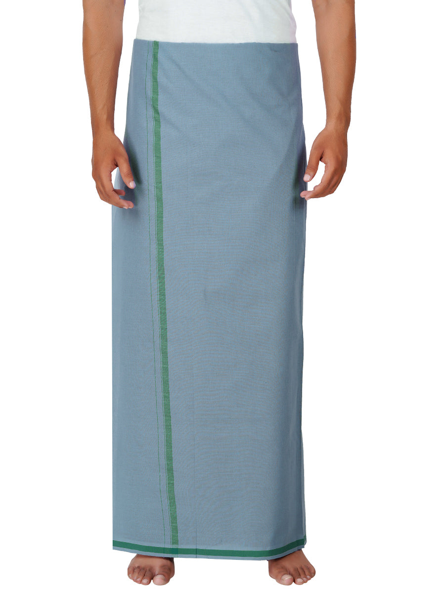 Mens Grey Lungi with Green Fancy Border Enrich Colour 3