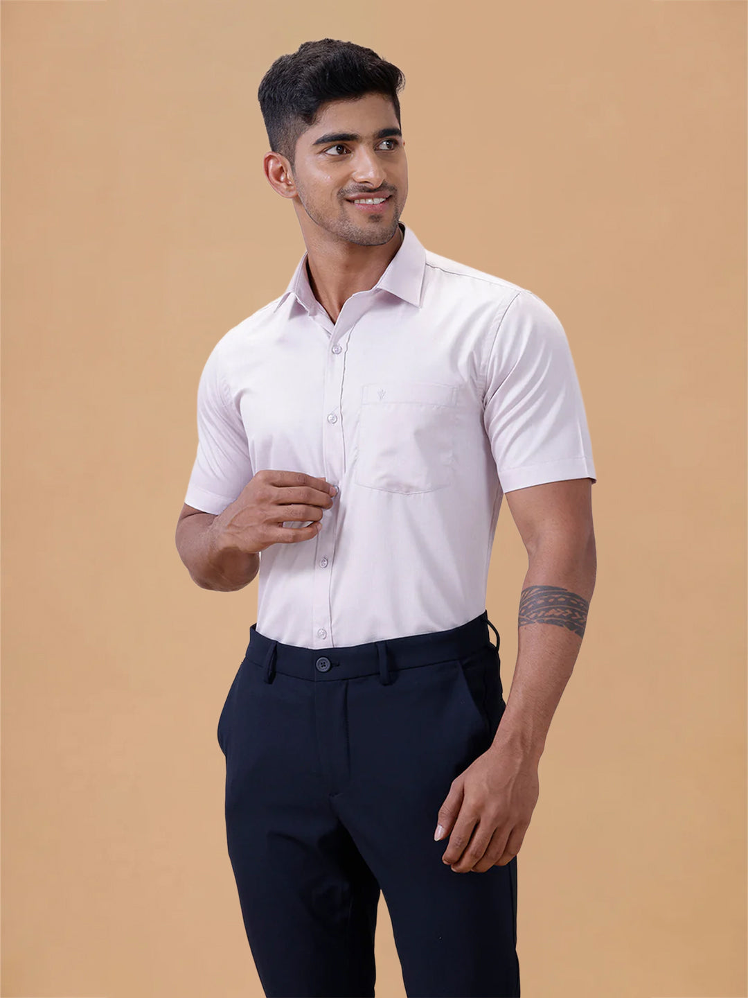 Cotton Rich Light Purple Regular Fit Shirt T61 AKT3