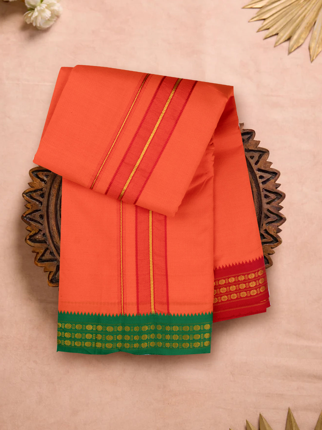 Men Panchakacham with Angavasthram Dheeksha Orange (9+5)