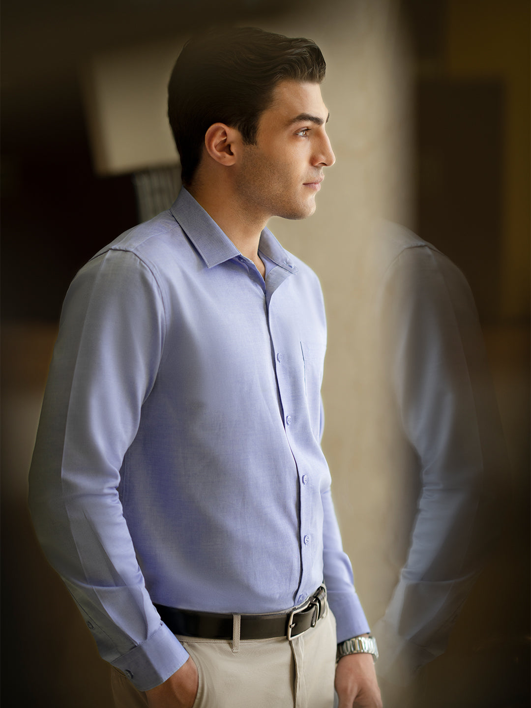 Cotton Light Blue Regular Fit Shirt SRCR2