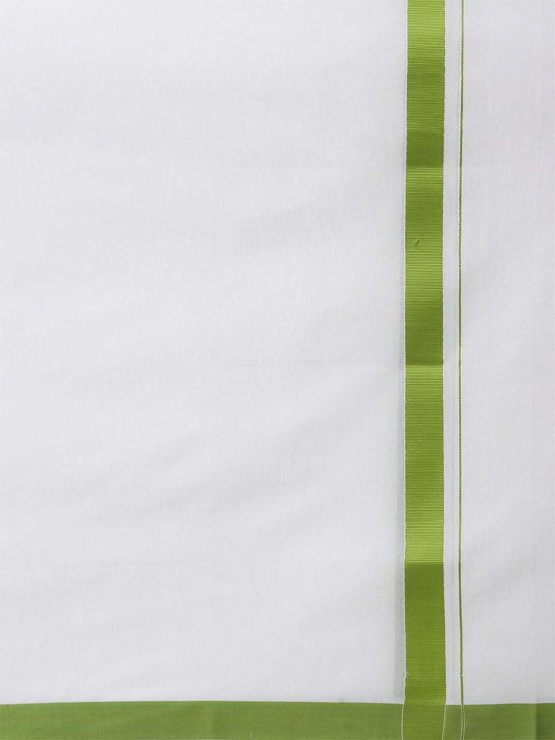 Mens Double Dhoti White with Fancy Border Anchor Special Chutney Green-Zoom view