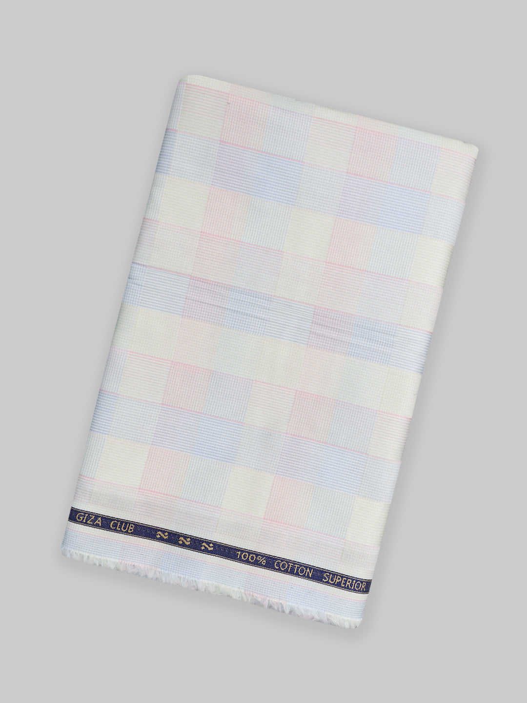 Men 100% Giza Cotton Checked Yellow with Pink Shirt Fabric Jackpot