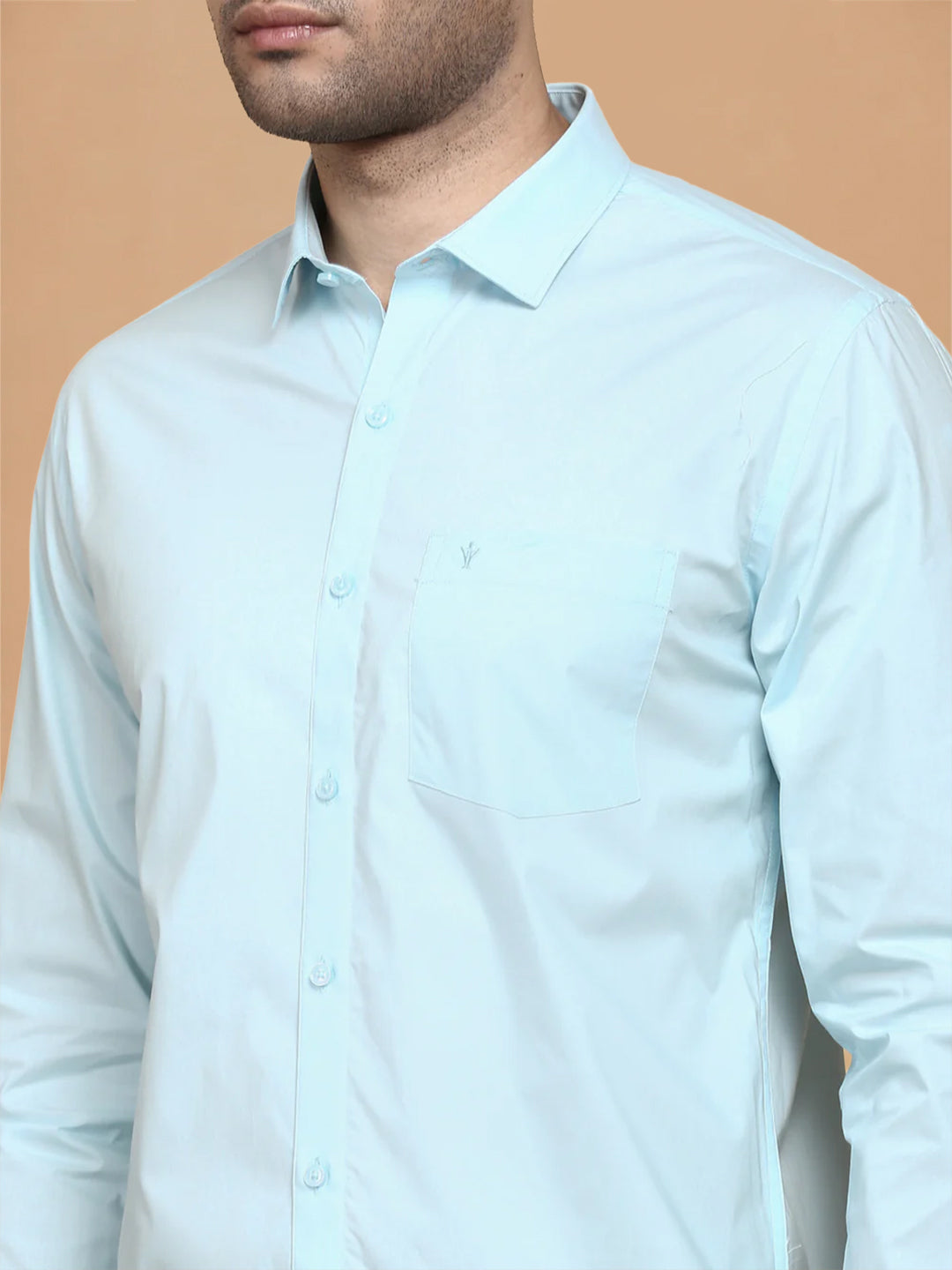 Cotton Spandex LT Sky Blue 2 Way Stretch Smart Fit Shirt LY2