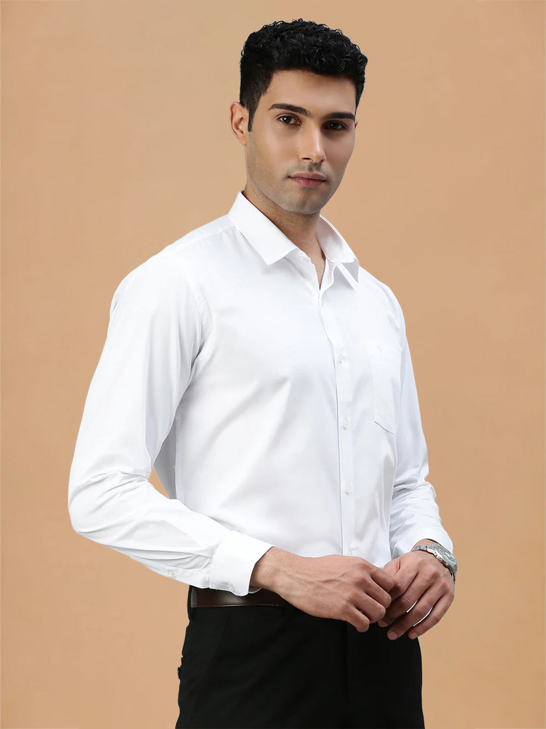 Spill Resistant 100% Cotton White Shirt – Clean White