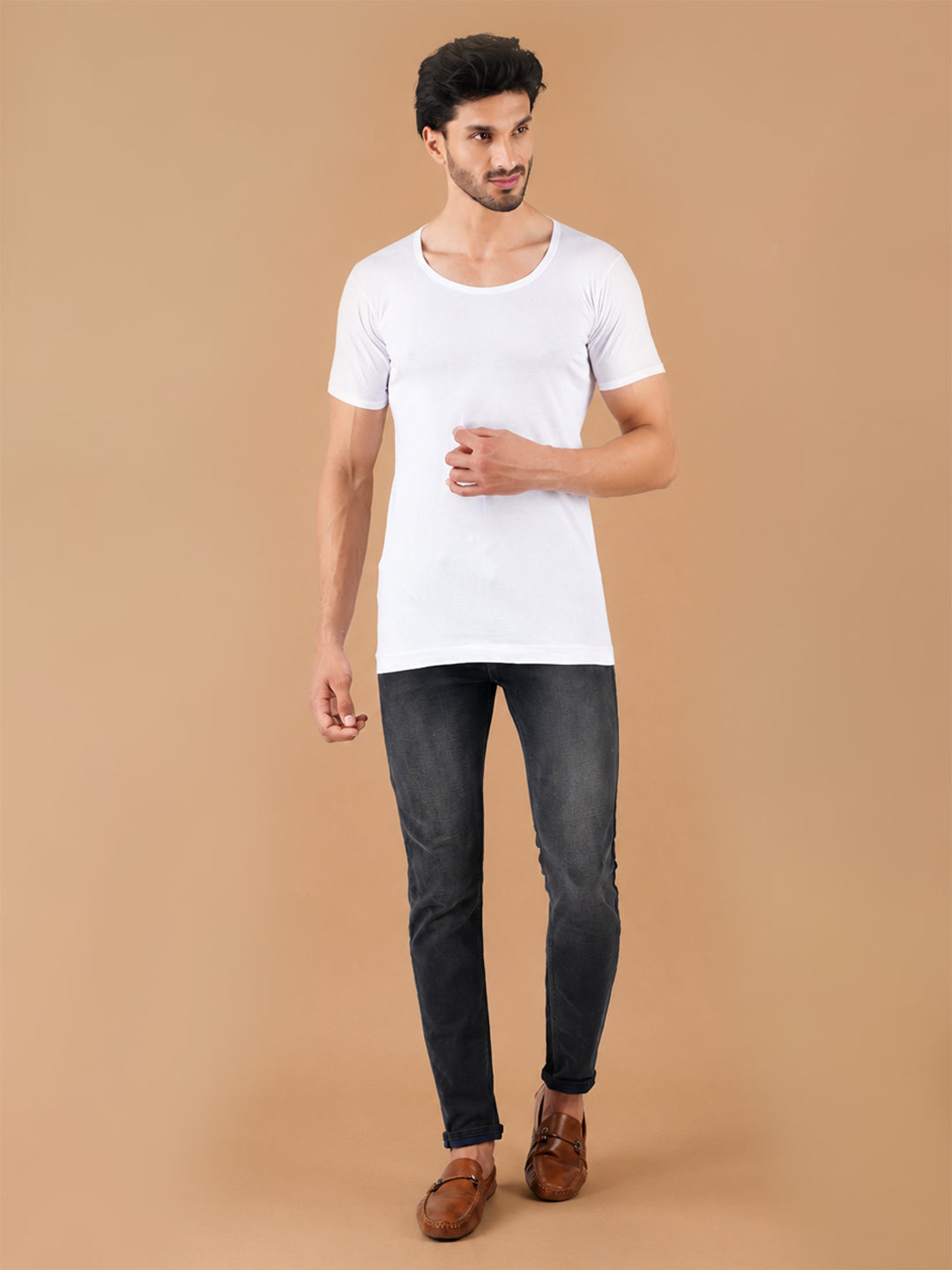 100% Combed Cotton White Vest PlusSize RNS Sukra (Pack of 2)