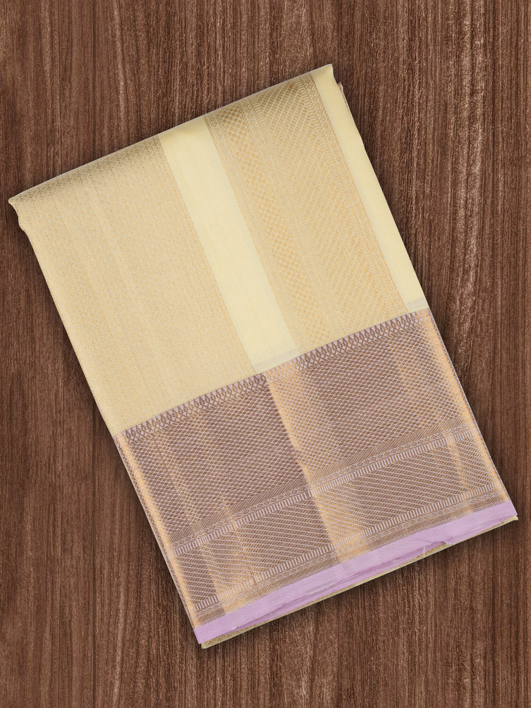 Men 100% Pure Silk 6" Jari Gold  Border Amirtham