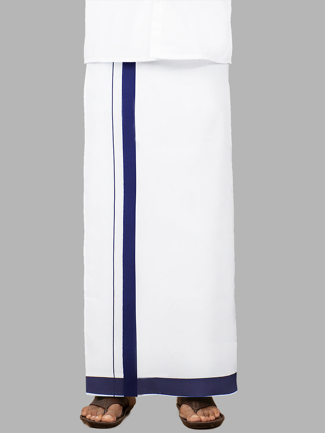 Men Navy Border Single Layer Adjustable Pocket Dhoti GACS10