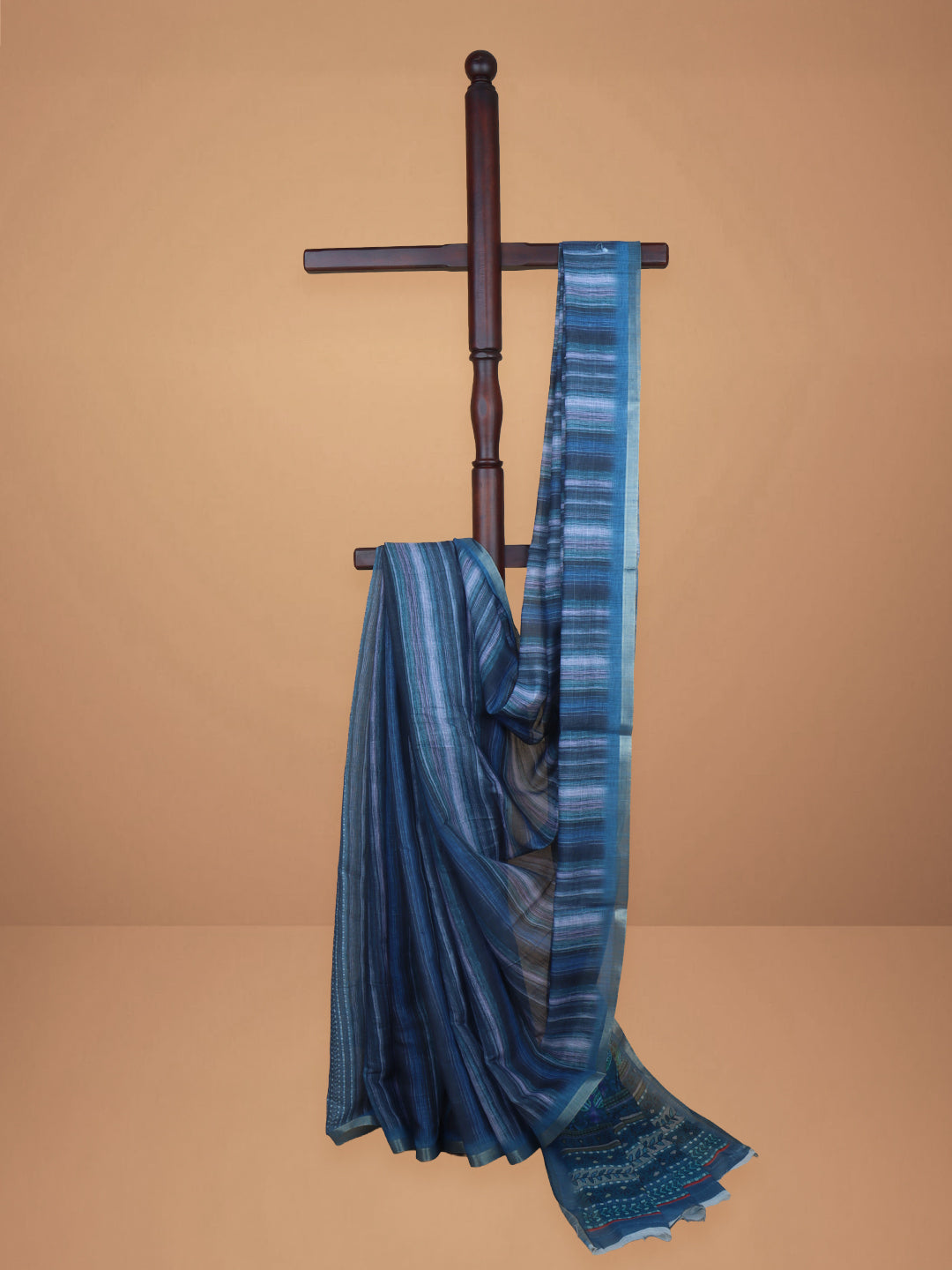 Women Blue Semi Linen Saree SL228