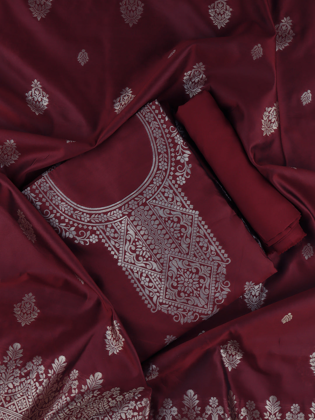 Women Cotton Dress Material Maroon DM247