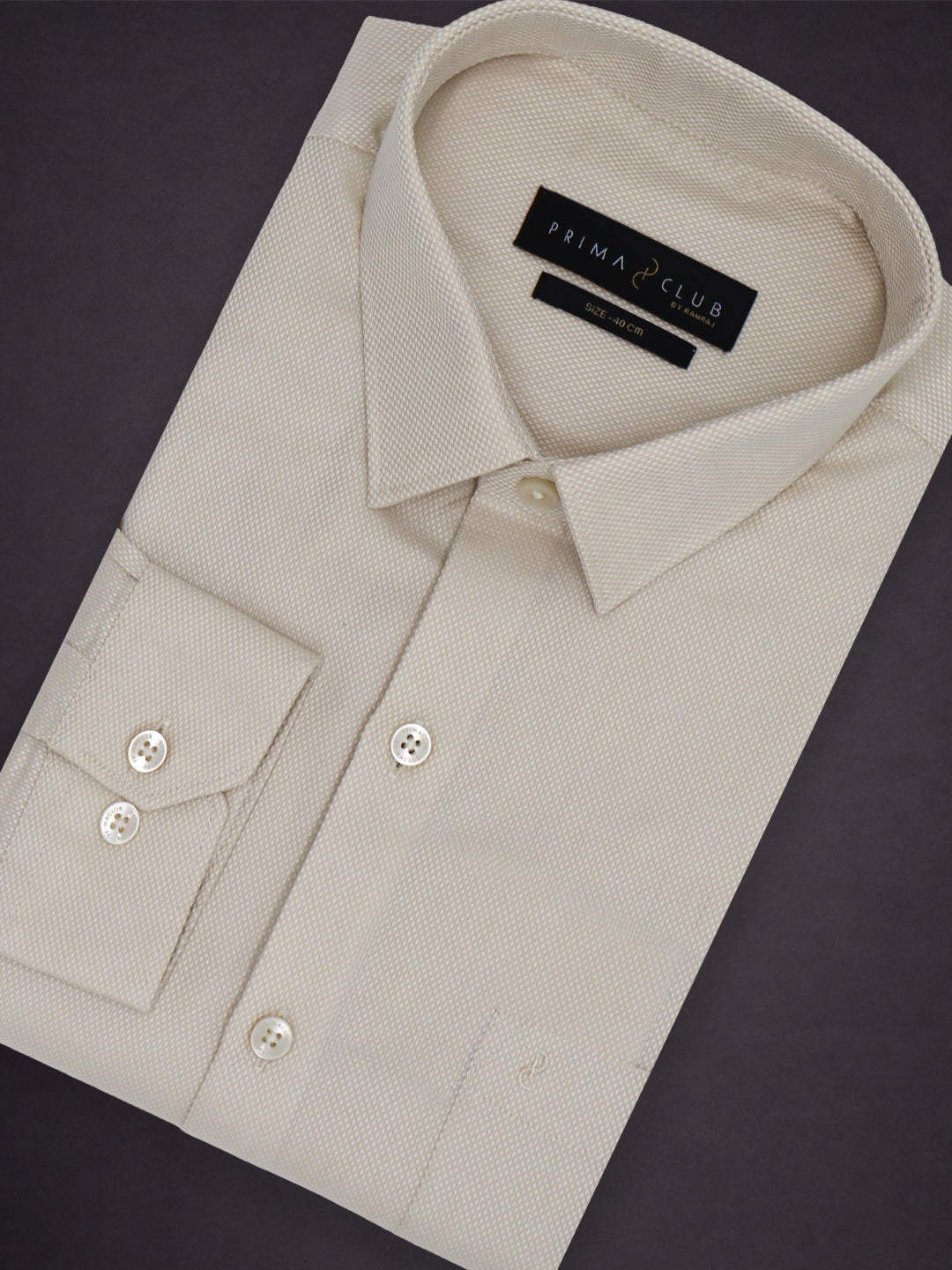 Prima Club Premium Cotton Dobby LT Beige Regular Fit Shirt SRAW3