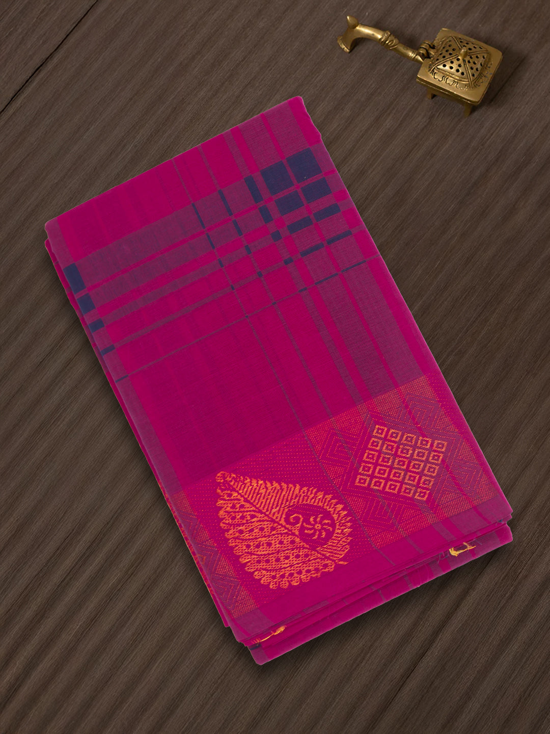 Women Dark Pink Pure Chettinad Cotton Saree PCS201