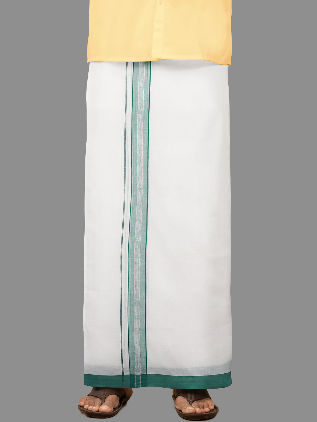 Mens Green Fancy Jari Border Double Dhoti RSF02