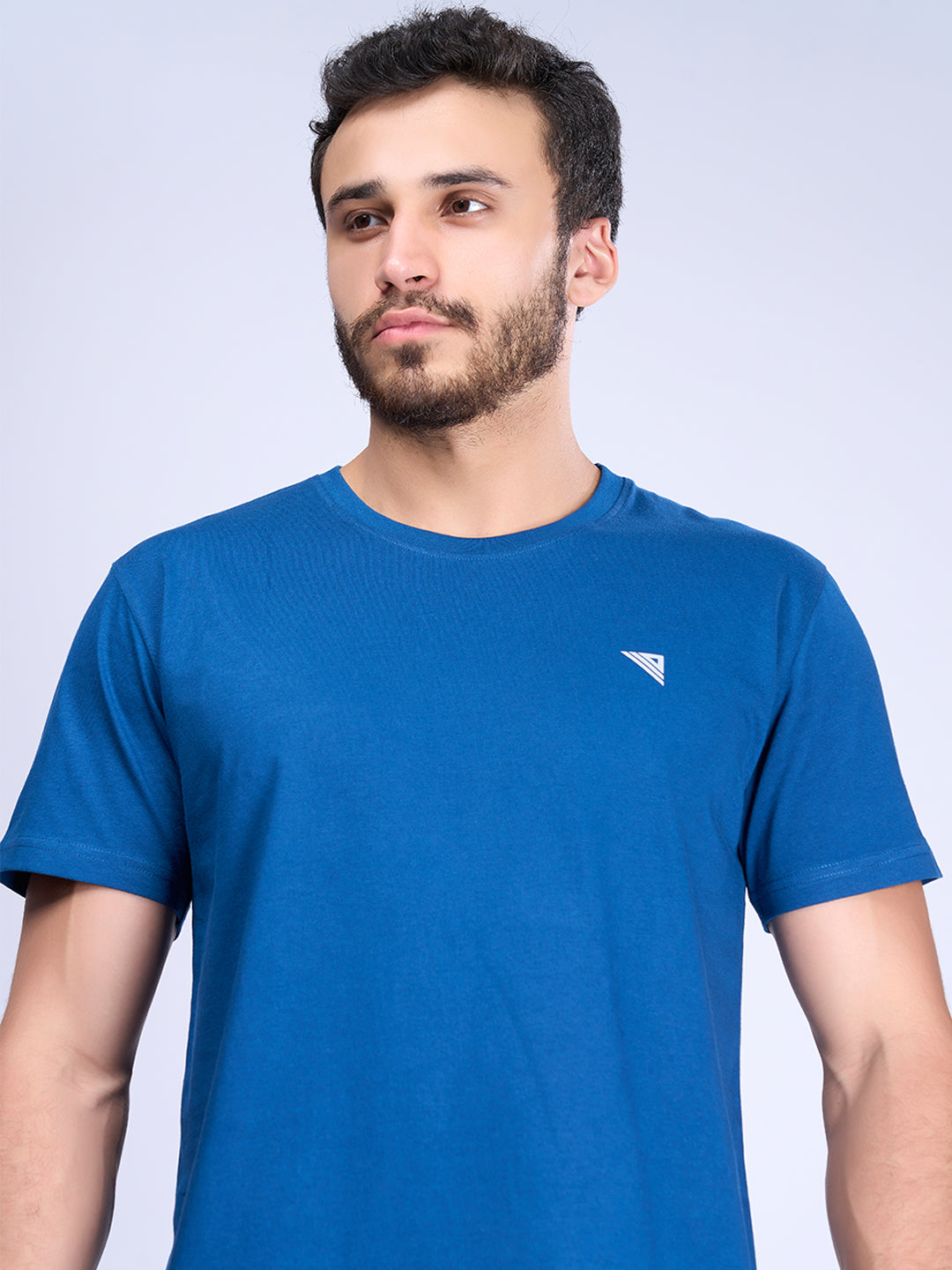 Men Cotton Petrol Blue Half Sleeves Expert Tee - ET3