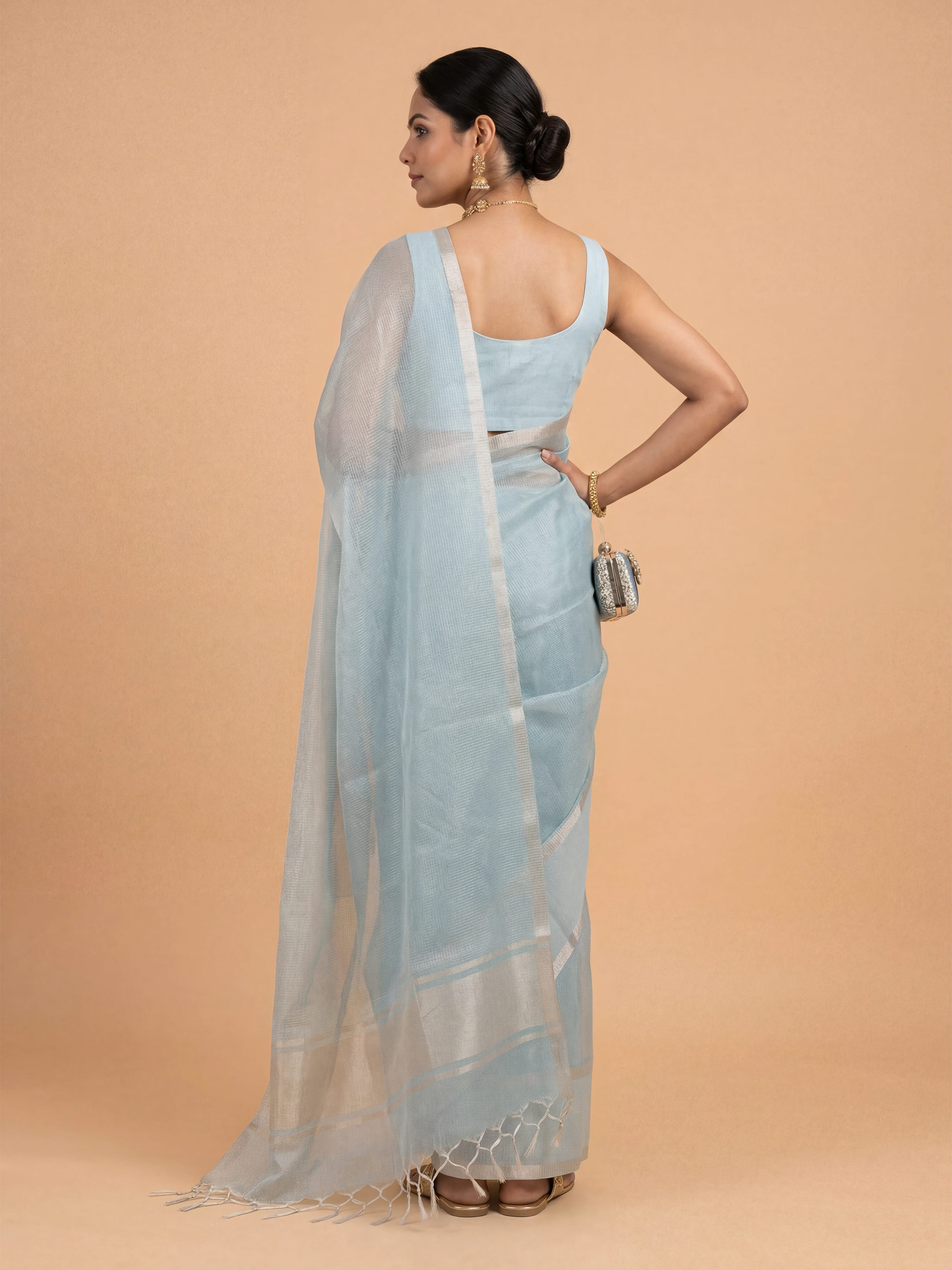Women Art Silk Sky Blue Saree ASS131