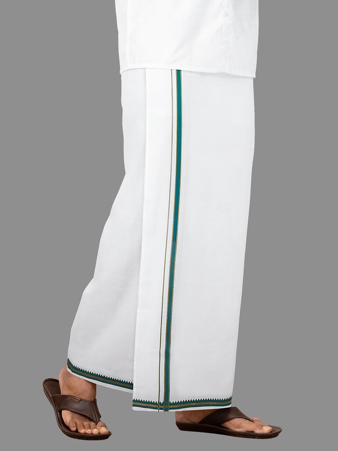 Men Green Fancy Border Single Dhoti Fancy Pet FP06