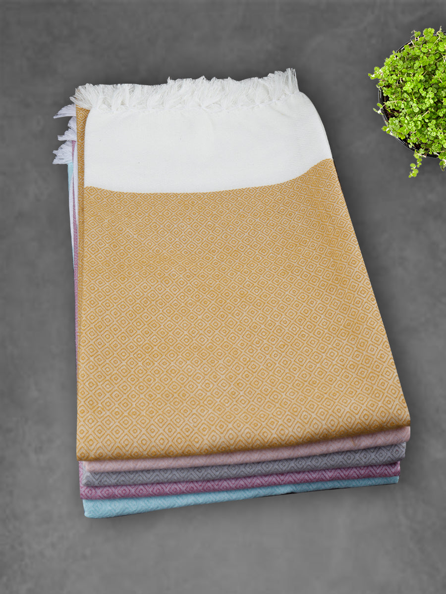 100% Cotton Fast Absorbent Diamond Design Colour Bath Towel 1053 - Mix