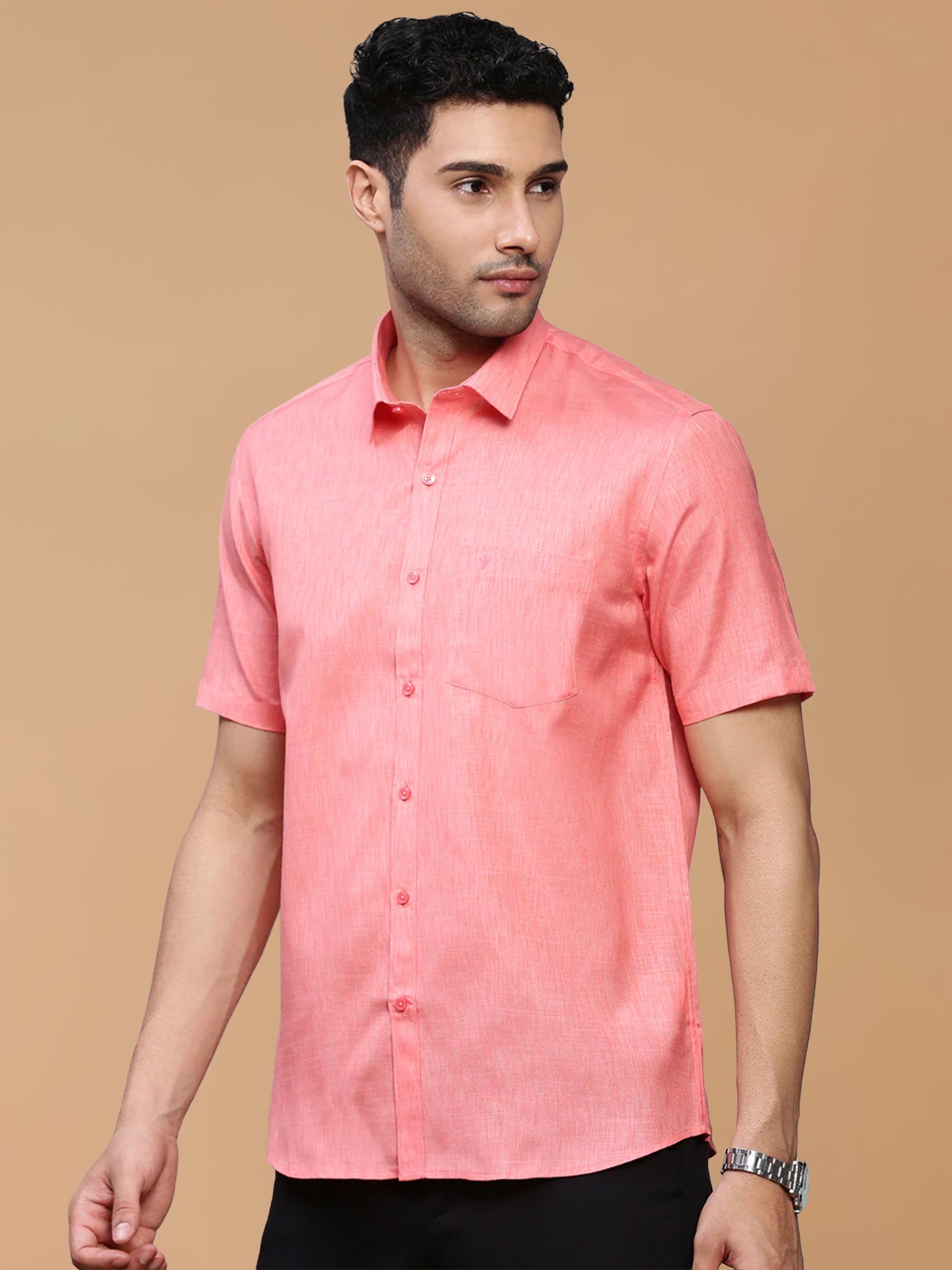 Cotton Rich Pinky Red Regular Fit Shirt T12 CK5