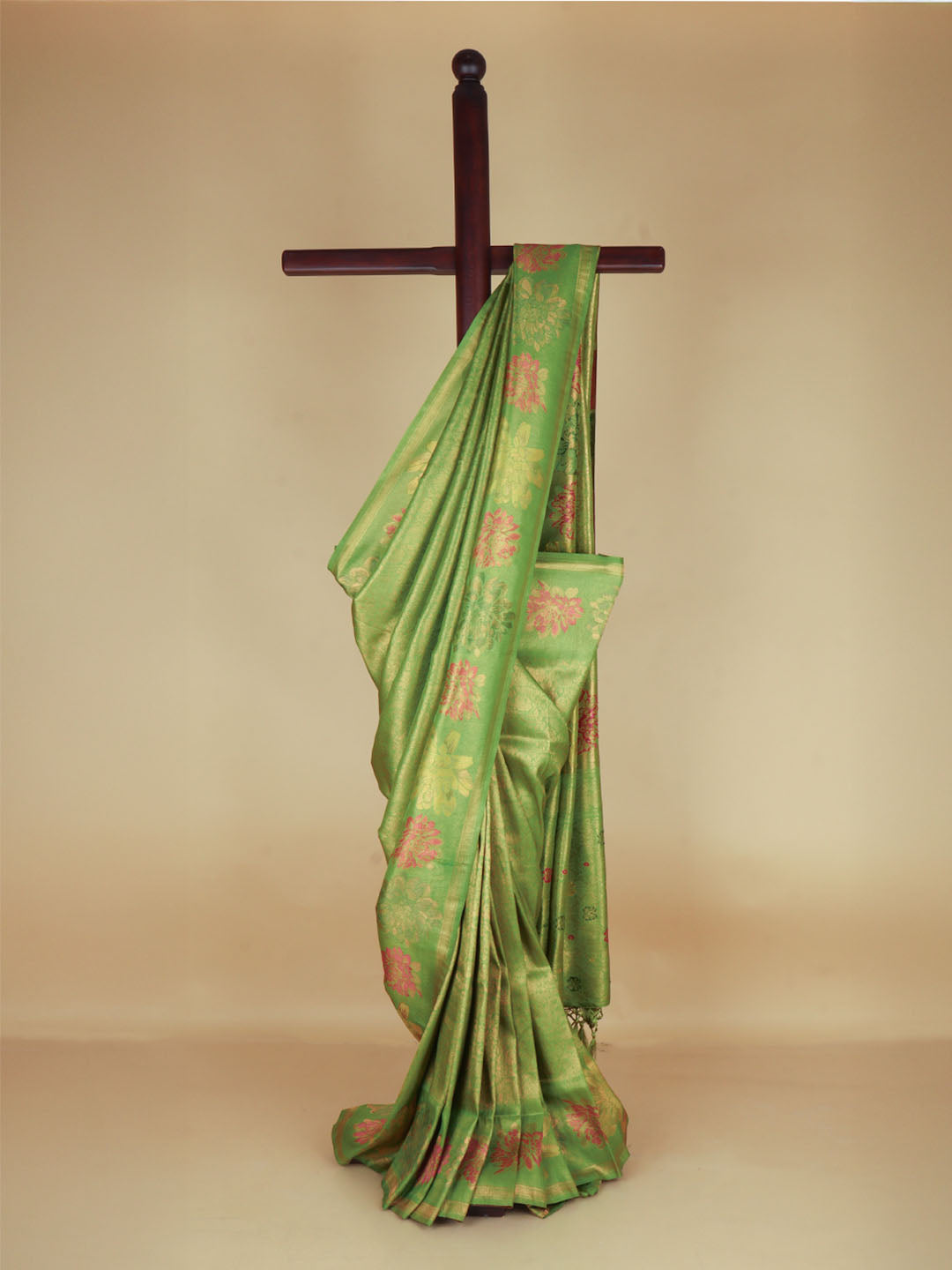 Women Bright Olive Green Semi Mysore Silk Saree SS379
