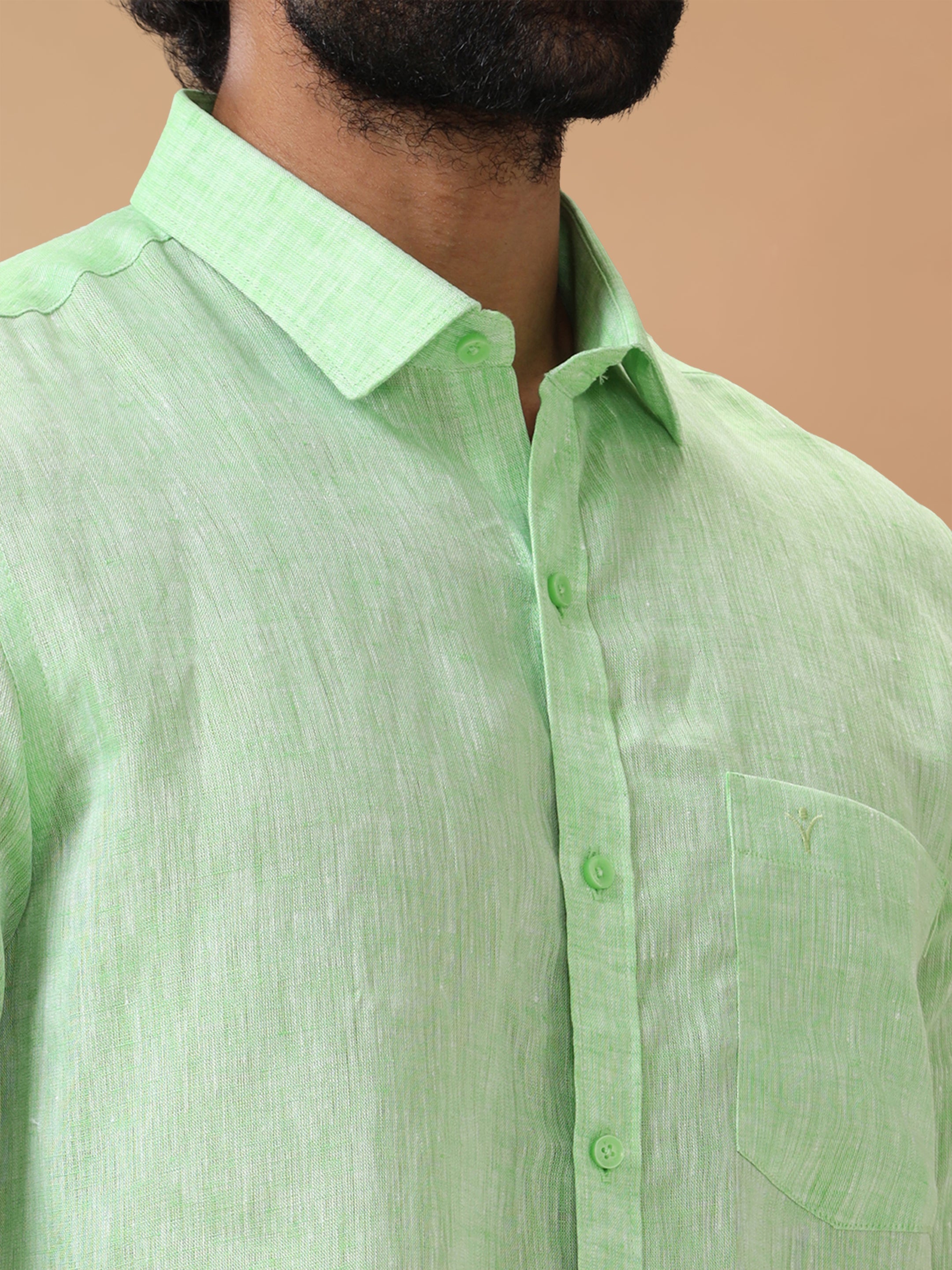Pure Linen Pale Green Smart Fit Shirt L25