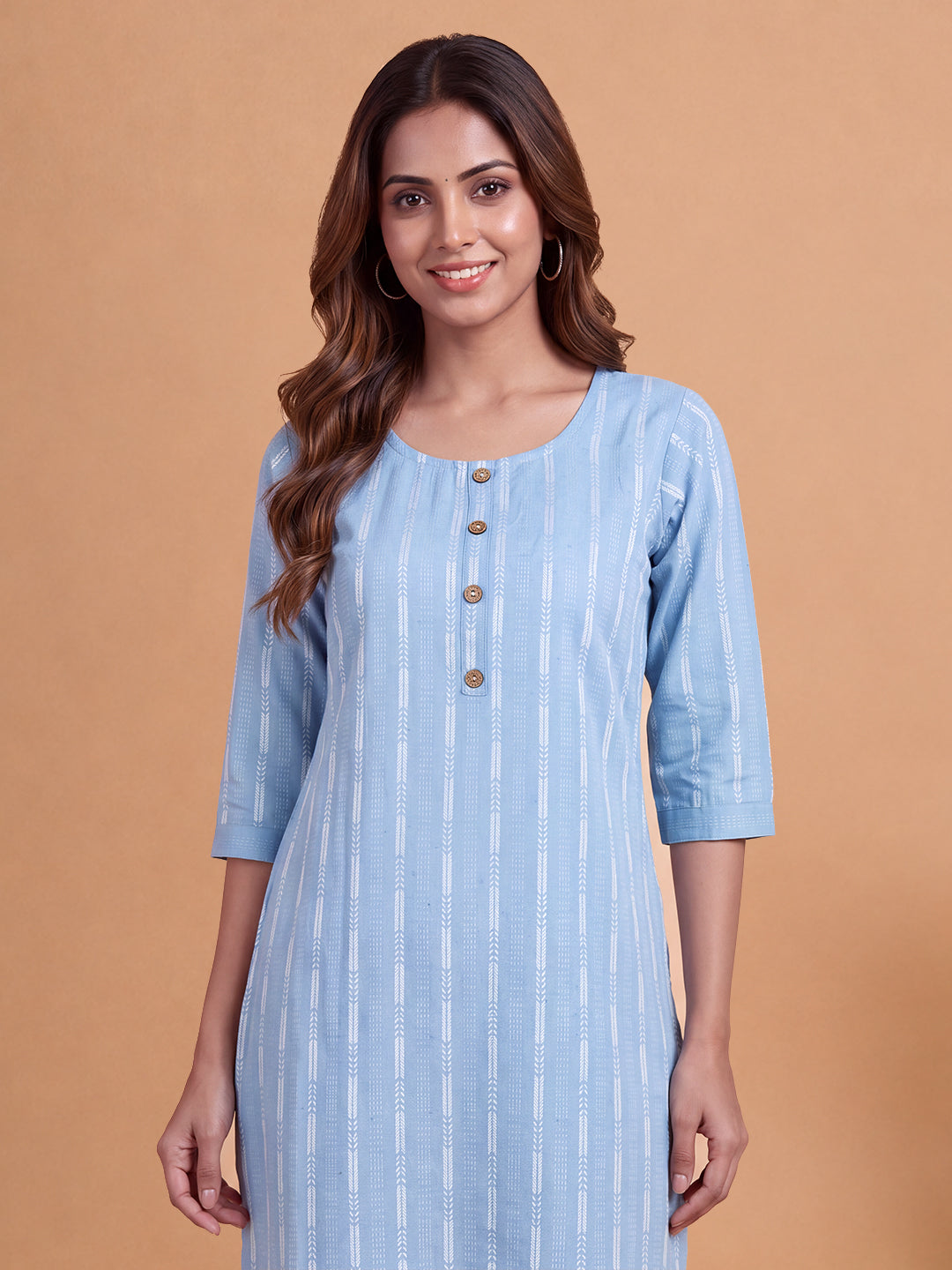 Women Embroidered Sky Blue Kurti Set EKS150