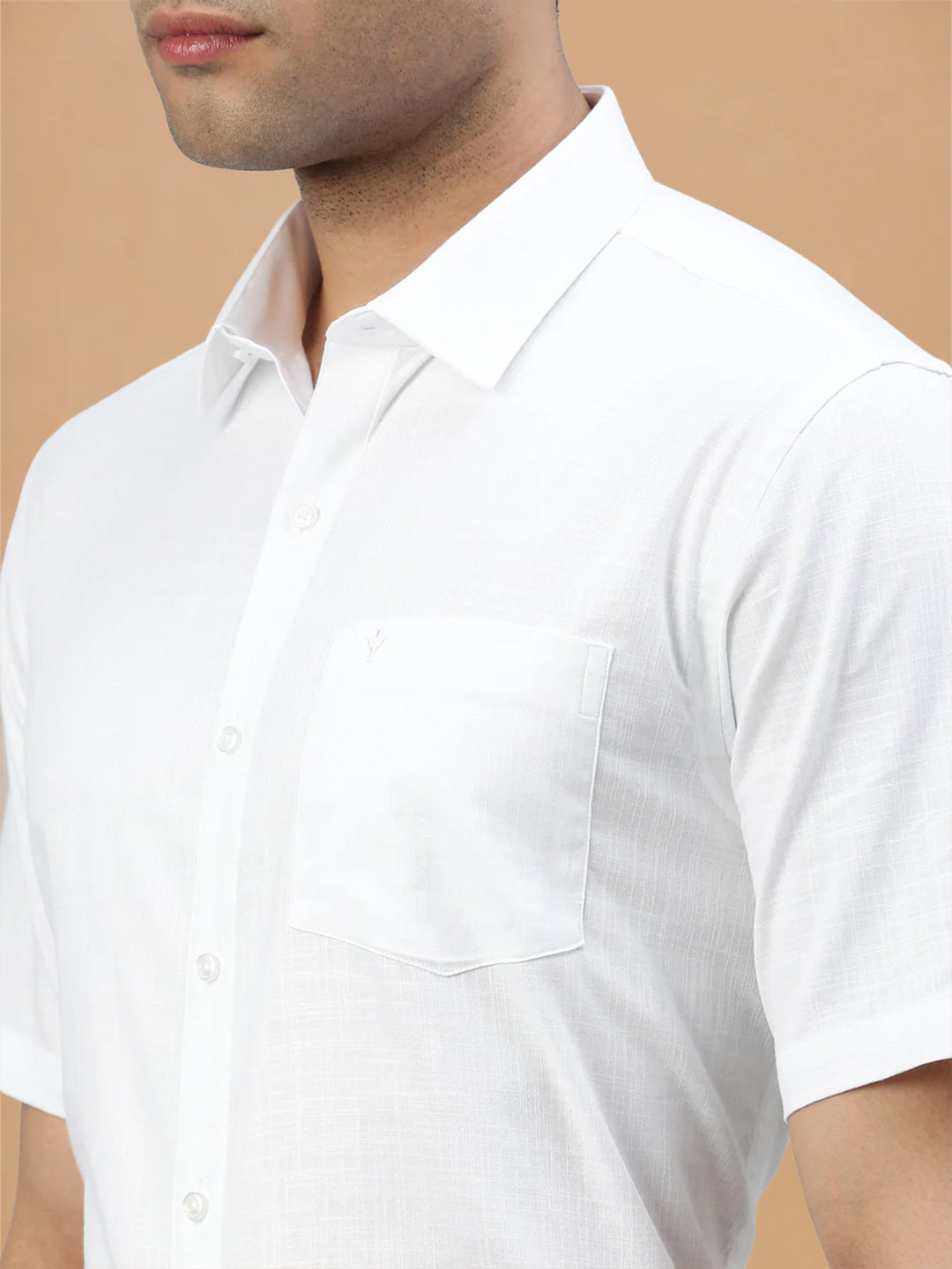 Self Design Twill Cotton White Shirt – Celebrity White
