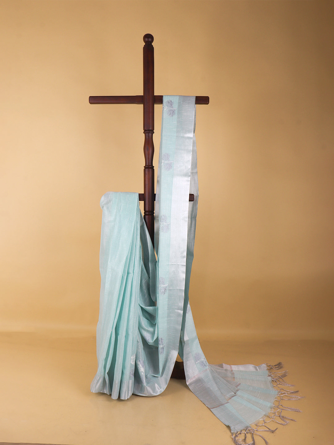 Women Semi Linen Saree Mint Green SL217
