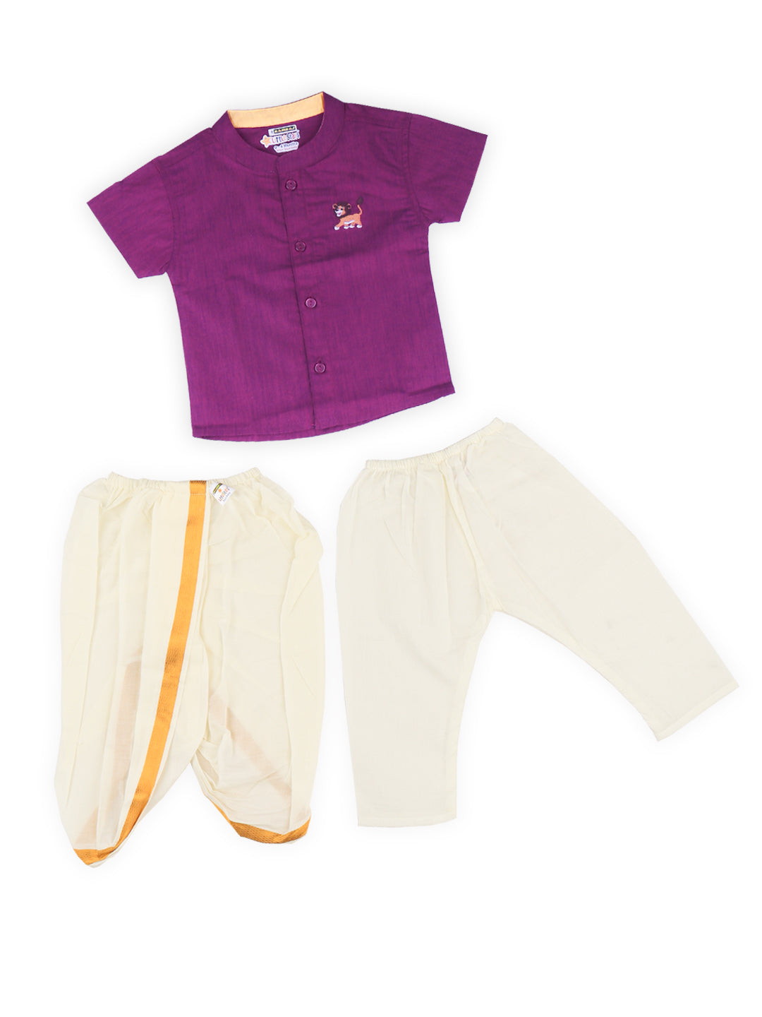 Born Baby Shirt with Pant and Panchakacham Set Purple G56