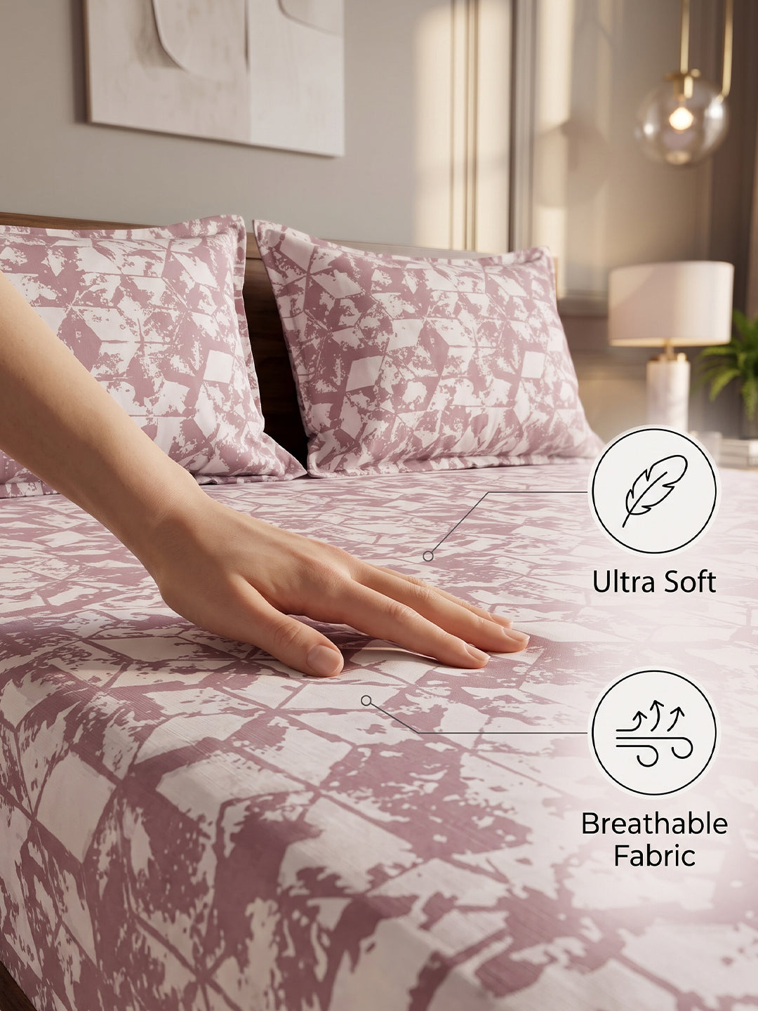 King Size Premium Cotton Bed Sheet & 2 Pillow Cover Set BBG01