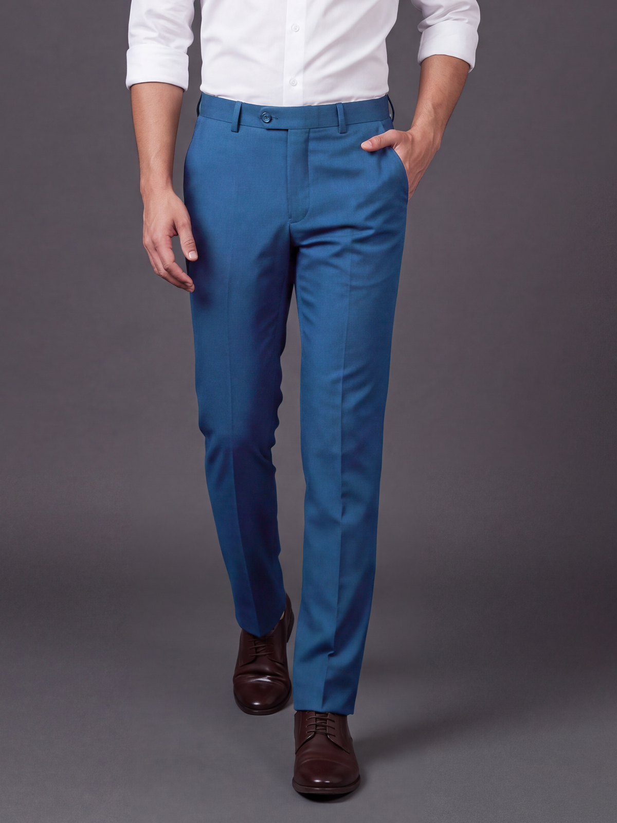 Prima Club Wool blended Stretchable Waistband Blue Pants