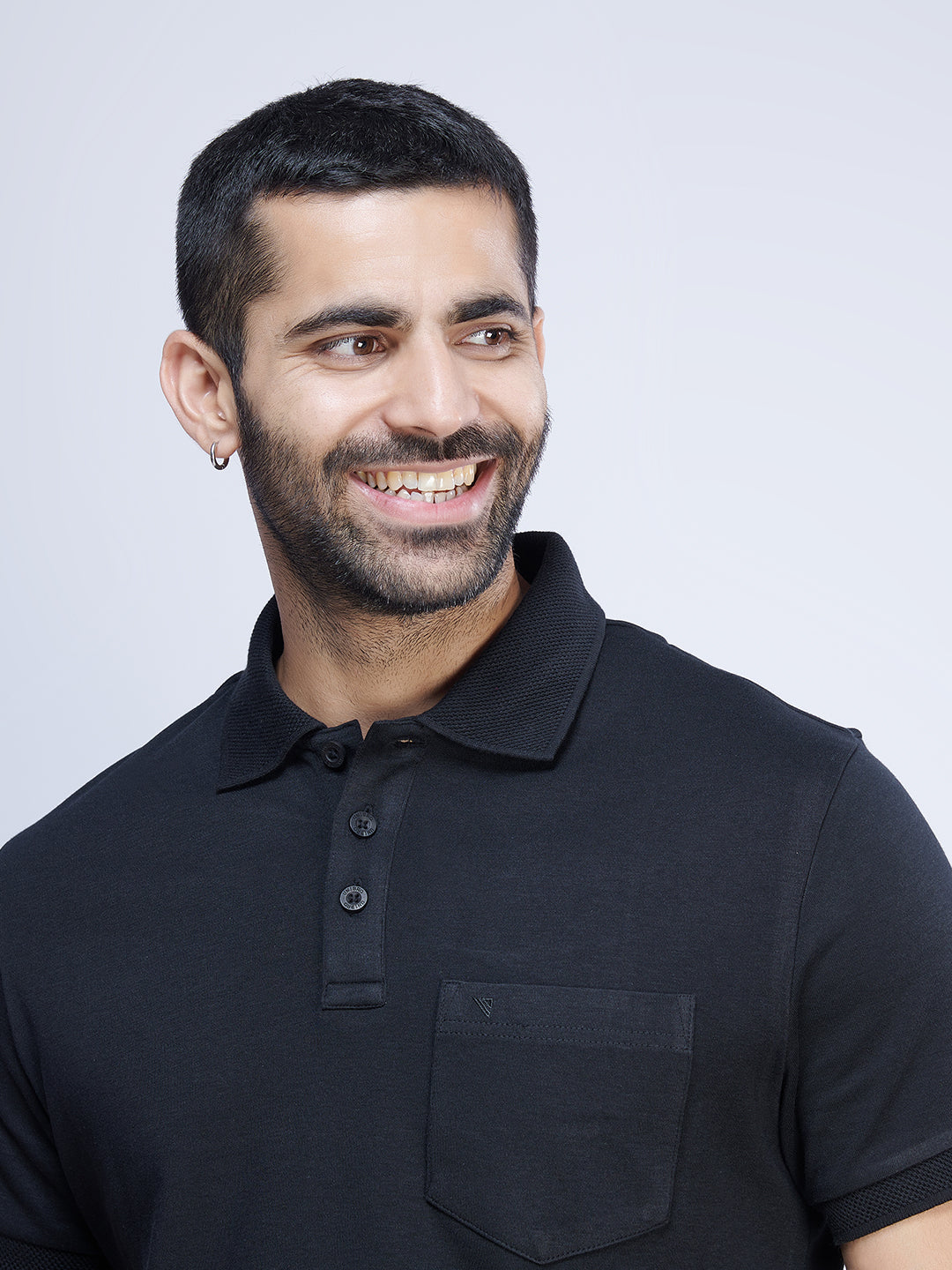 Mens Liquid Polo T-Shirt with Pocket Black