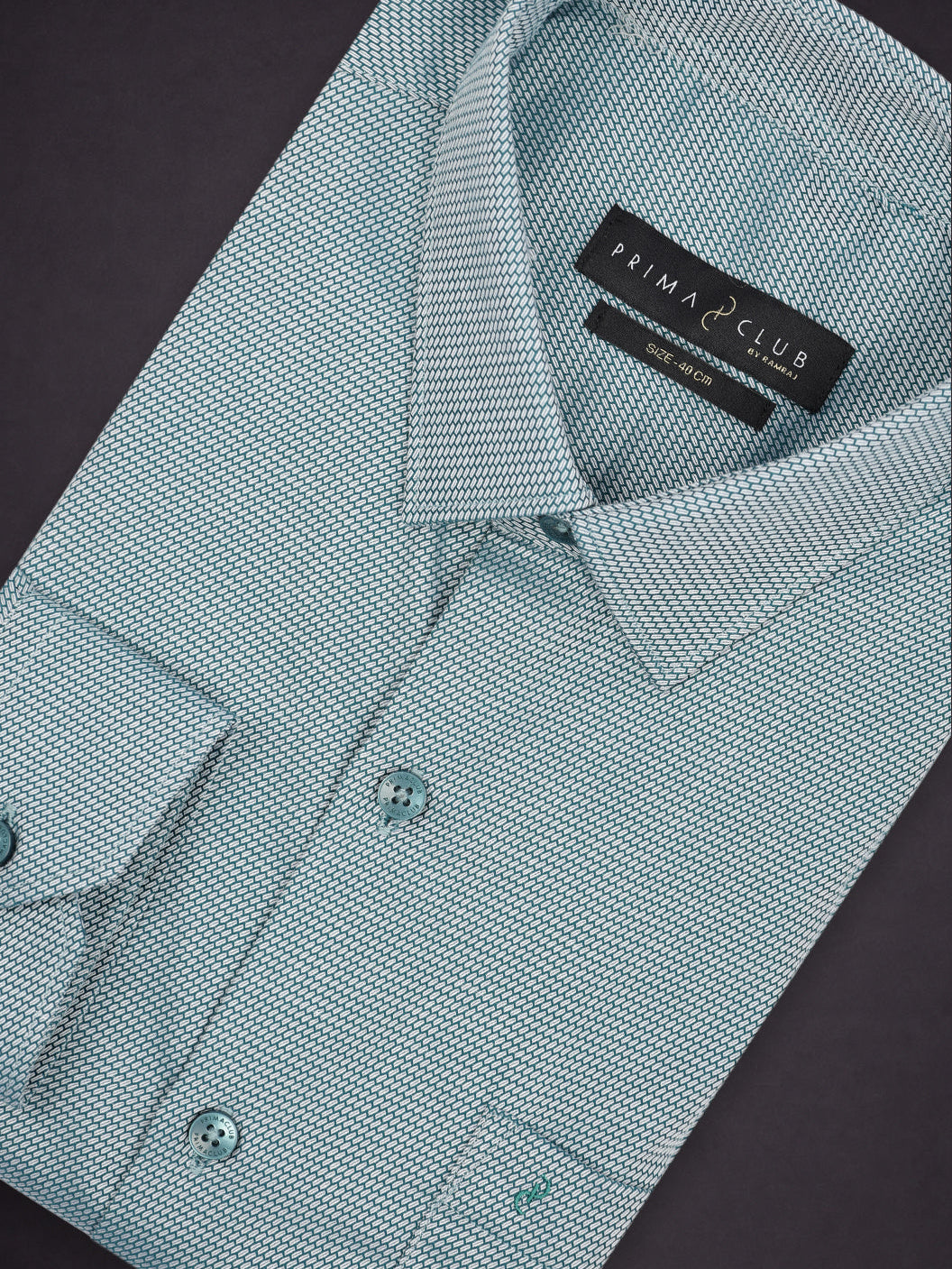 Prima Club Premium Cotton Dobby Teal Green Regular Fit Shirt SRBD2