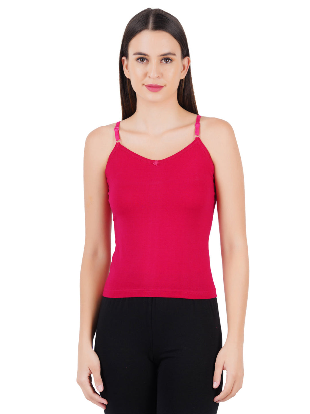 Women Adjustable Straps Assorted Colour Camisole Petals (Pack of 2)