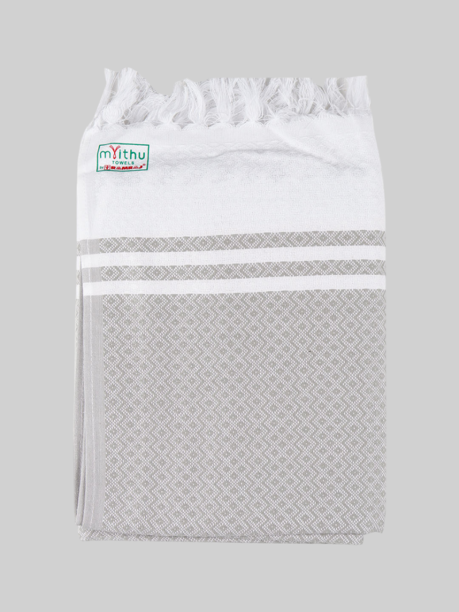 100% Cotton Diamond Design Bath Towel Diamond Plus -Grey