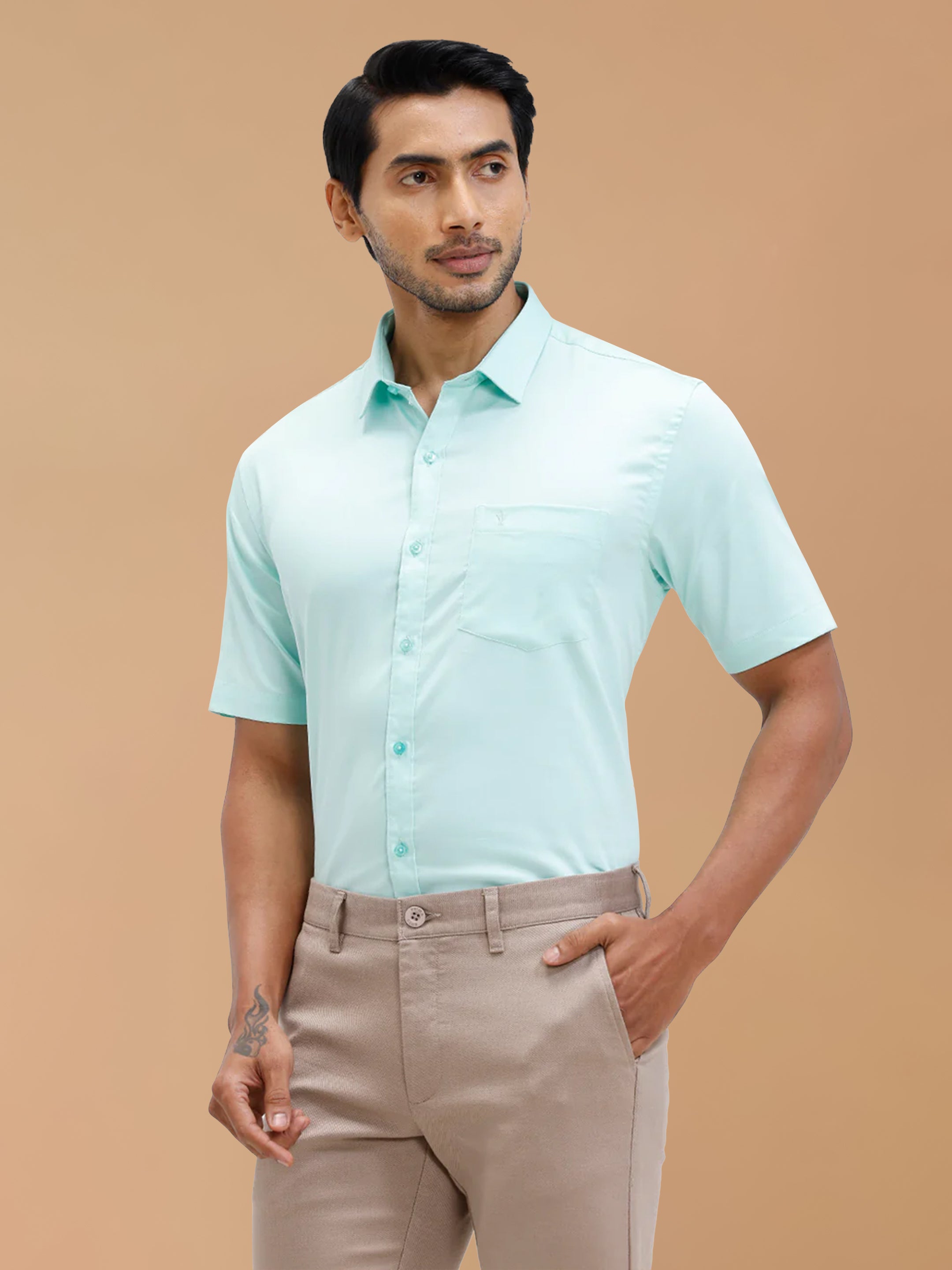 Cotton Rich Snowmint Green Regular Fit Shirt T53 ACT10