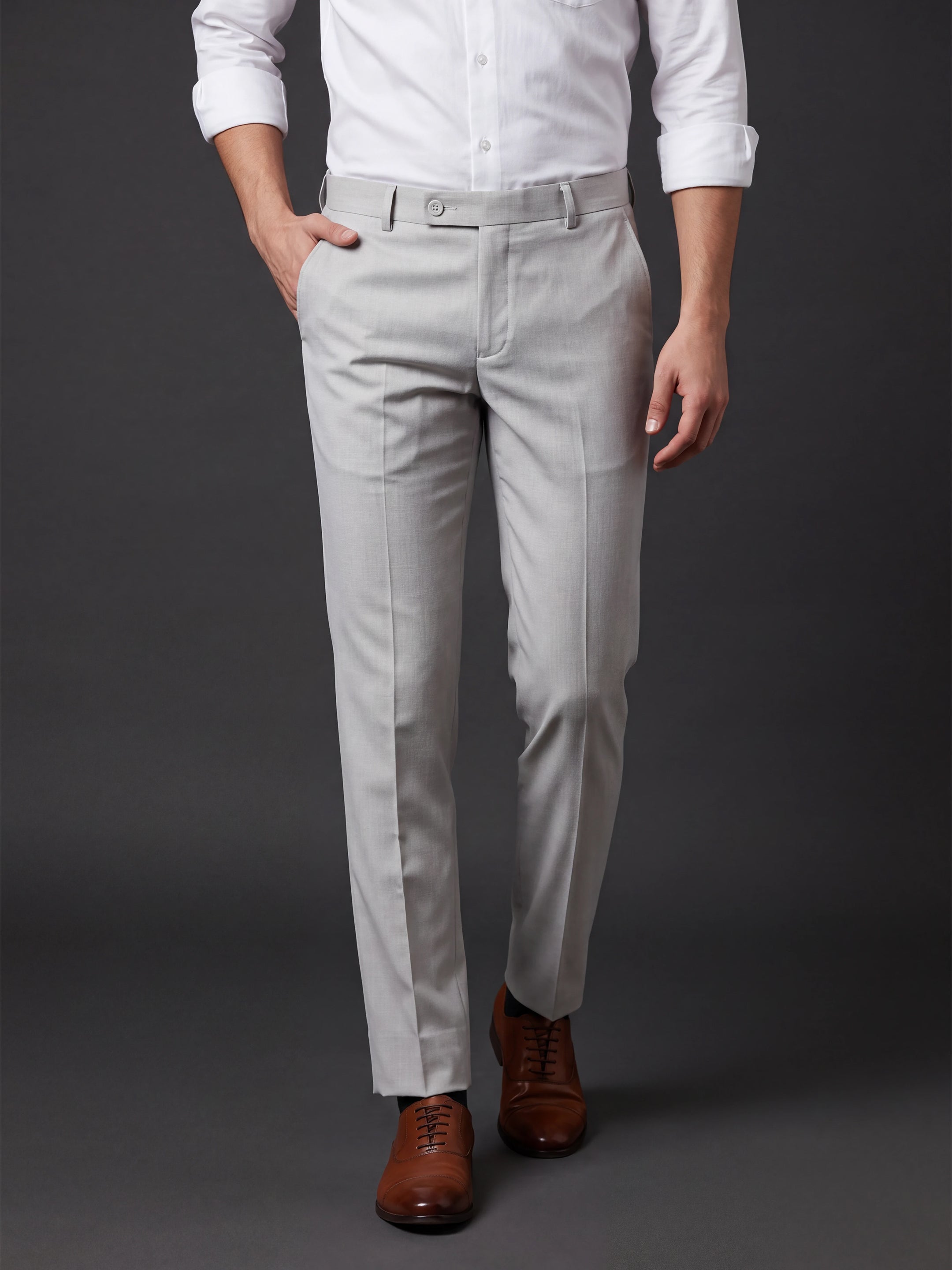 Prima Club Cotton Poly Viscose Stretchable Waistband Light Grey Pants