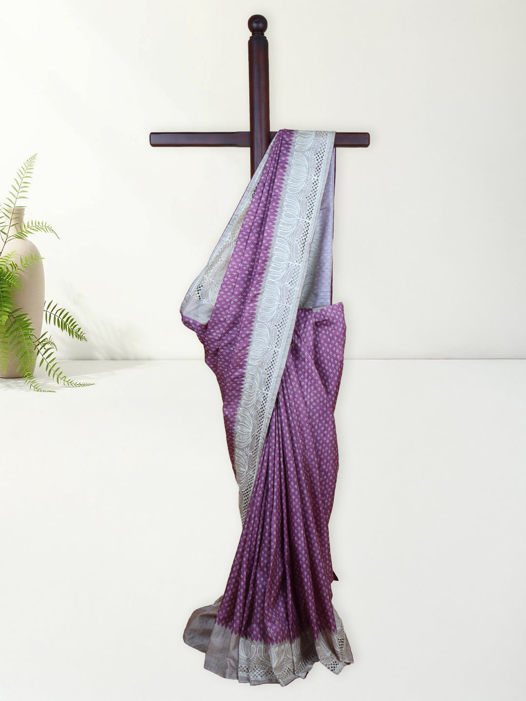 Women Violet Semi Tussar Saree ST279