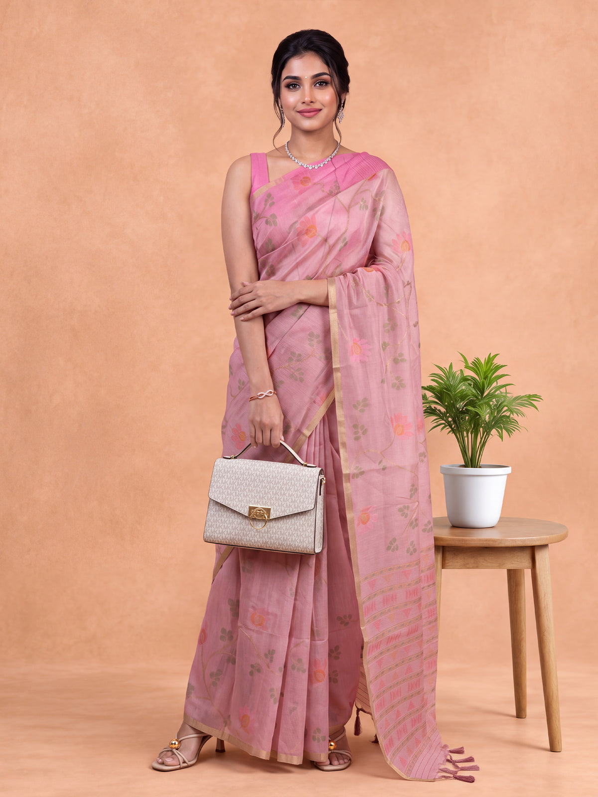 Women Spun Poly Lavender Saree SP22