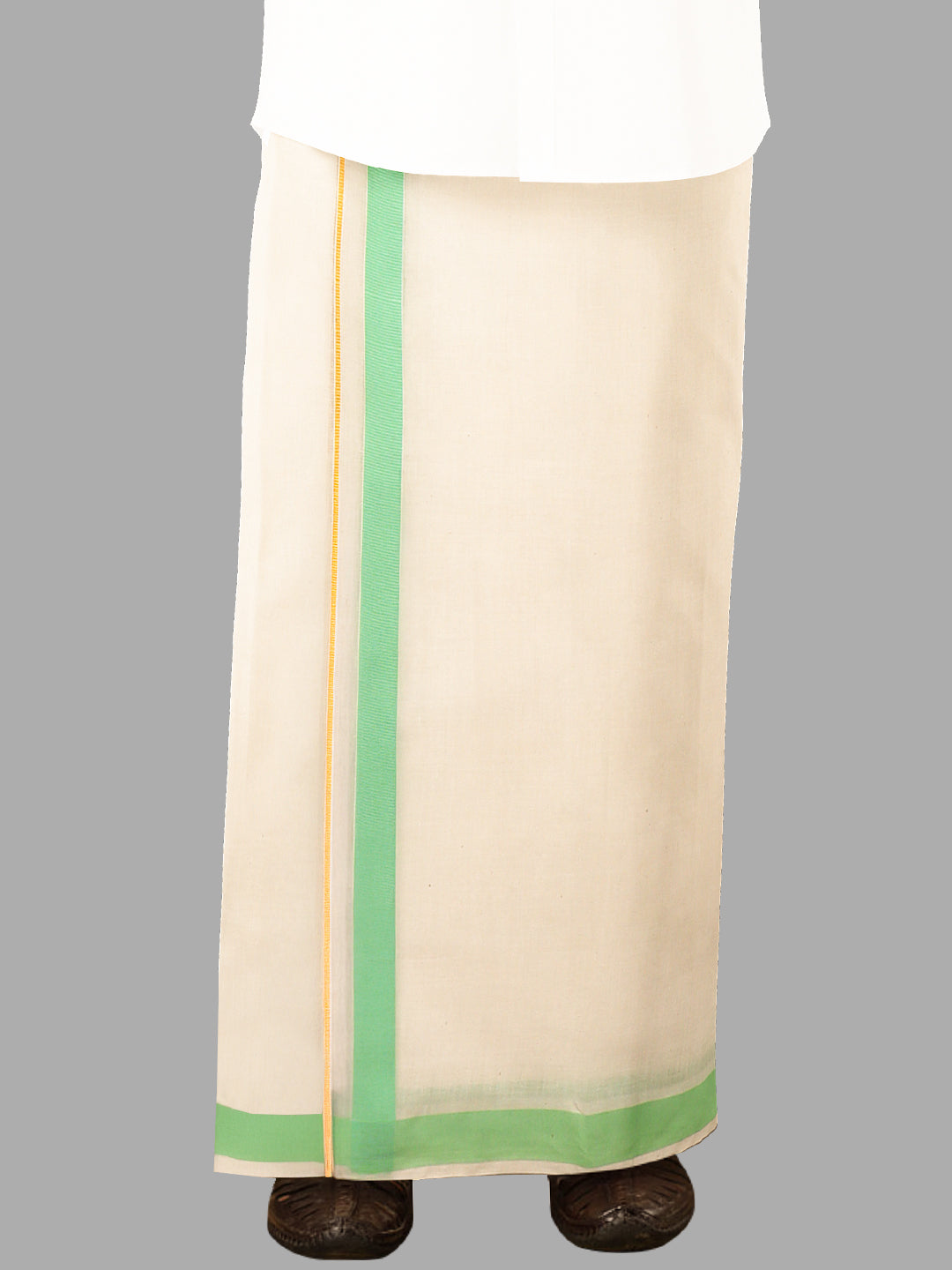 Men Green Fancy Jari Border Kora Dhoti Lark SPL LS07