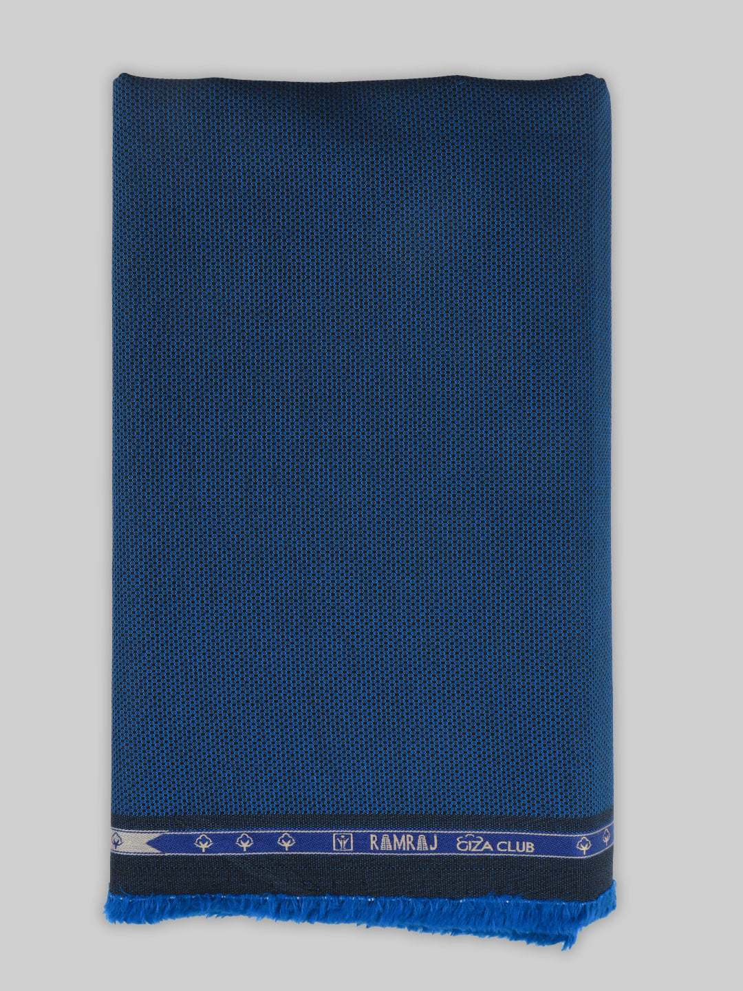 Men 100% Cotton Self Design Dark Blue Shirt Fabric Grand Iconic