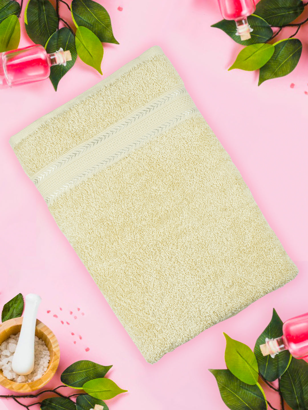 Premium Soft & Absorbent Cotton Bamboo Light Yellow Terry Bath Towel BC3