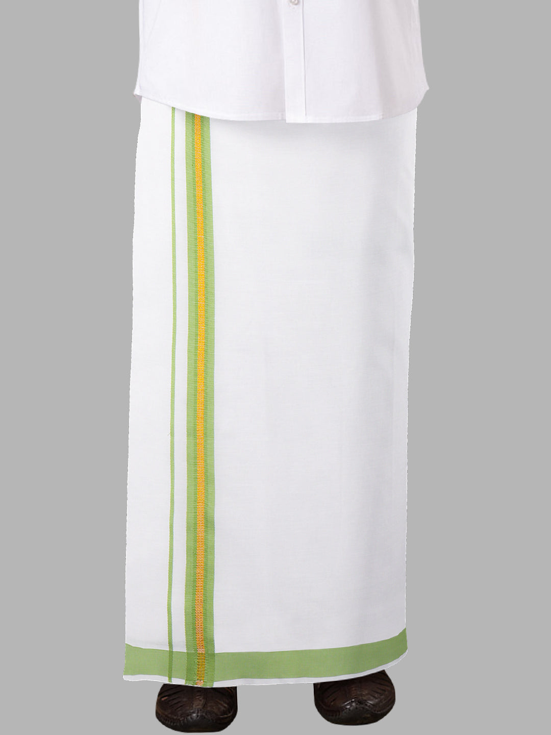 Men Green Adjustable Pocket Dhoti with Fancy Border GACJ14