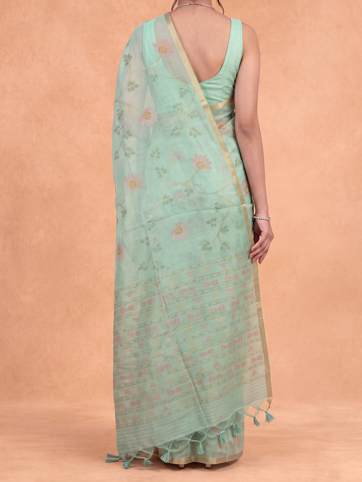 Women Spun Poly Turquoise Saree SP30