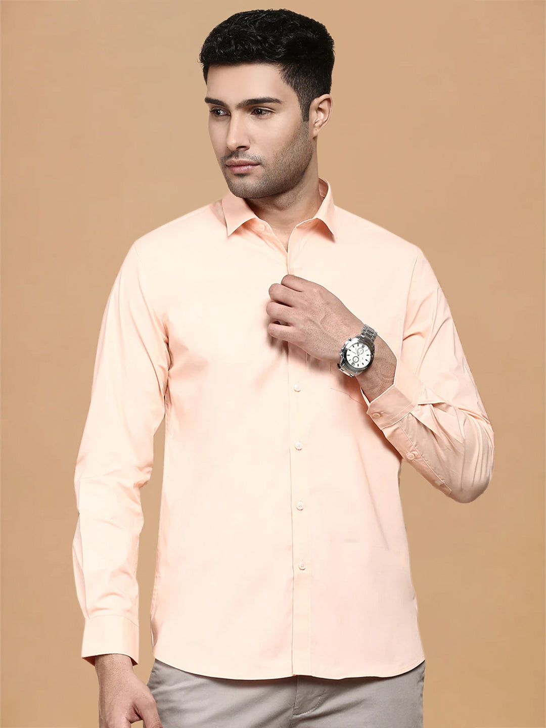 Cotton Spandex LT Safroon 2 Way Stretch Smart Fit Shirt LY7