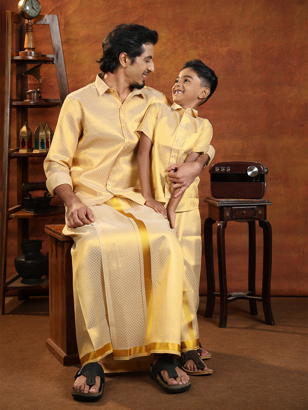 Like Father Like Son Tissue Jacquard Shirt with Matching Dhoti Set GDP3
