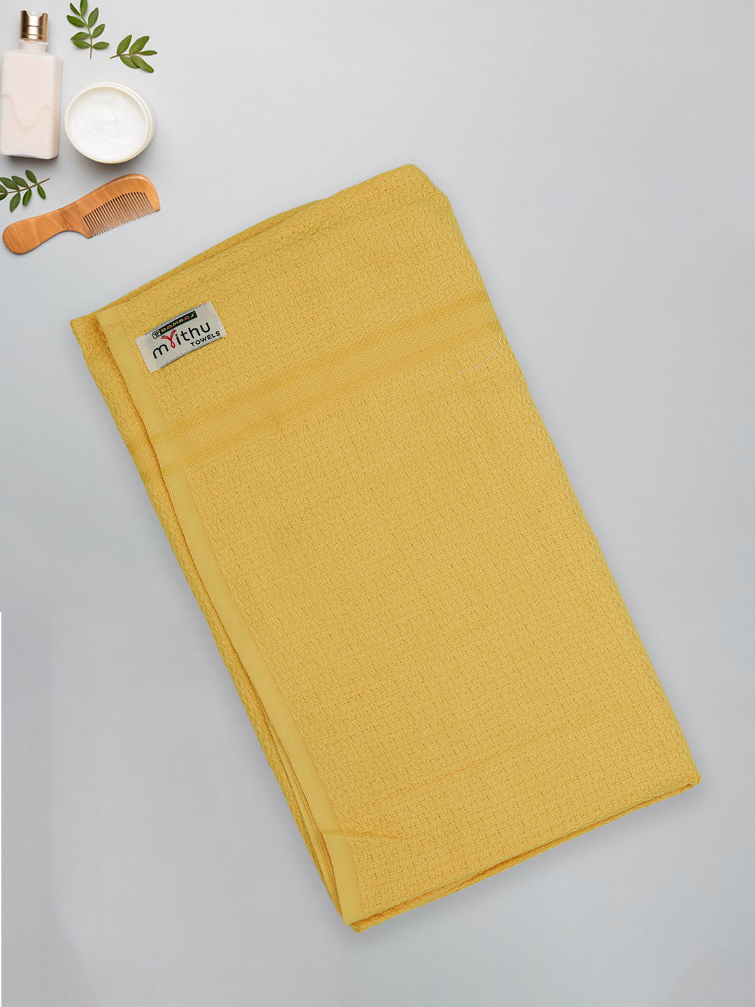 100% Cotton Self Designed Bath Towel Yellow Magnus MCS03