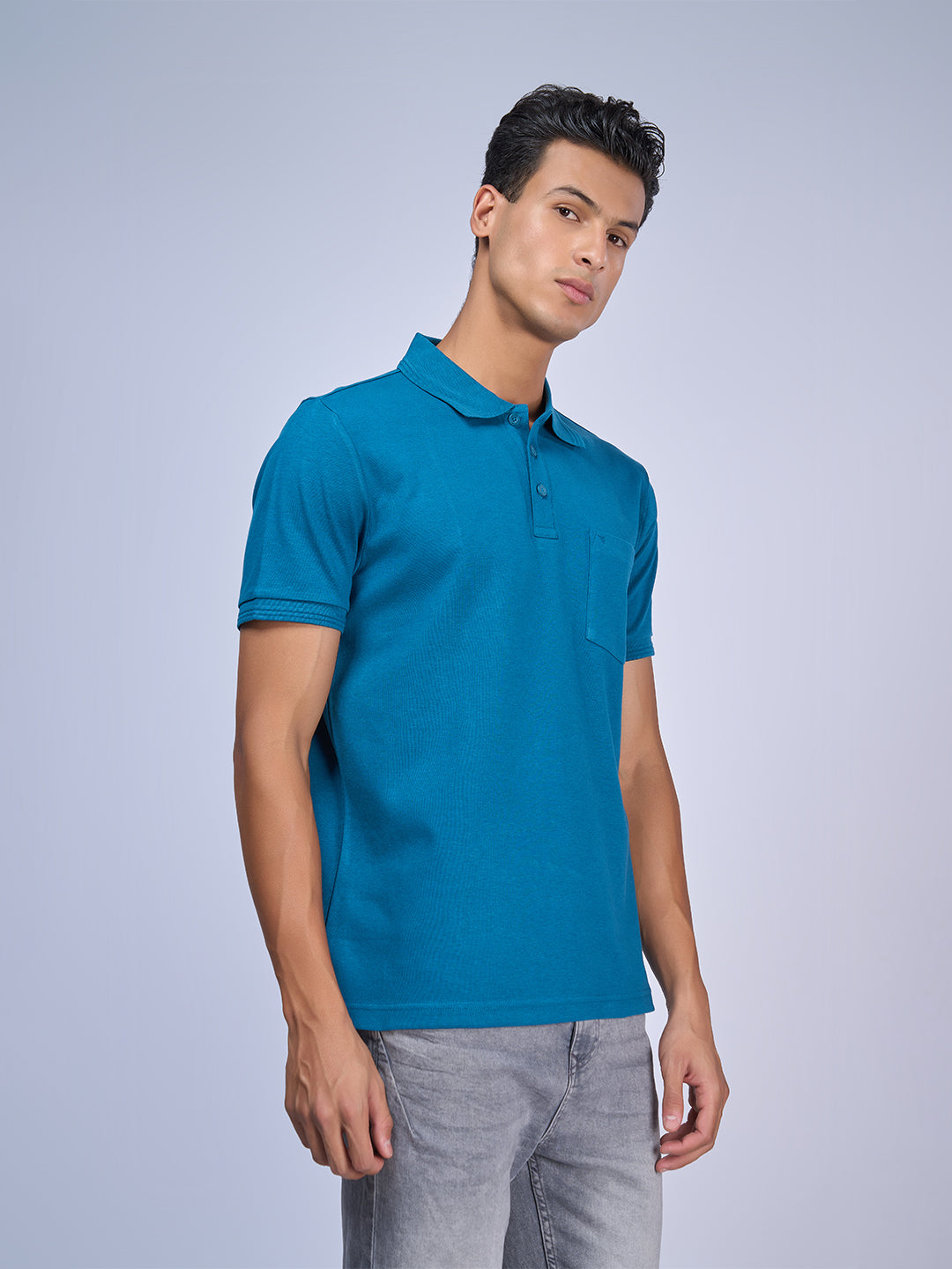 Mens Polo Tshirt Blue Metalic