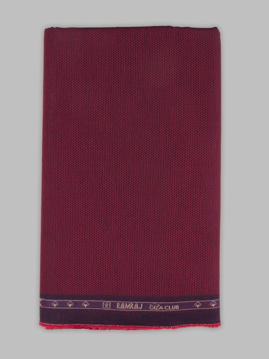 Men 100% Cotton Self Design Shirt Fabric Maroon Grand Iconic