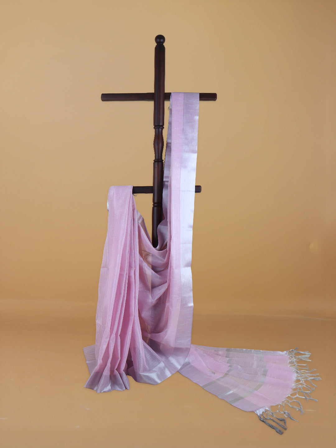 Women Semi Linen Saree Light Pink SL212