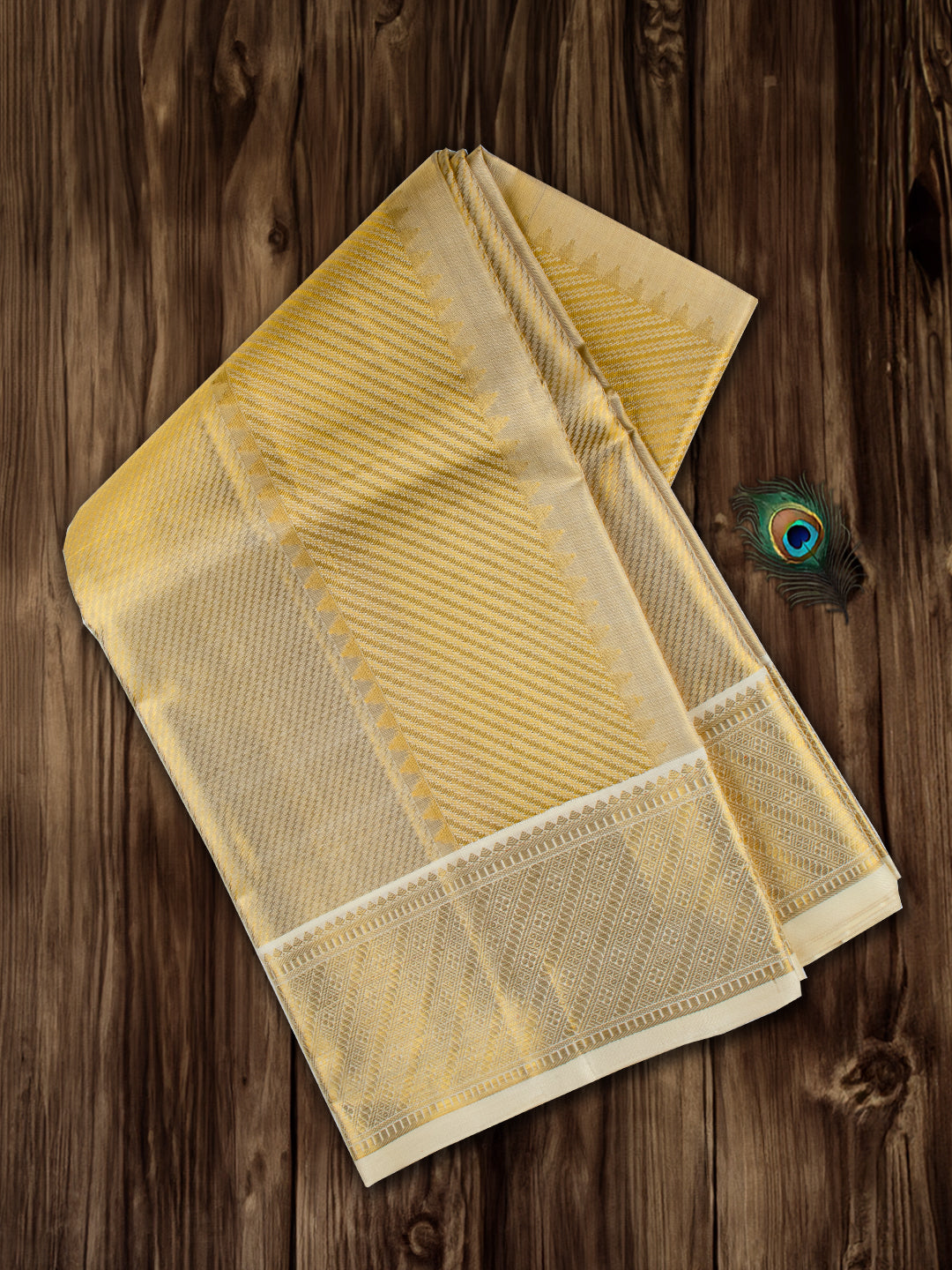 Men 100% Pure Silk Gold Rajdharbar